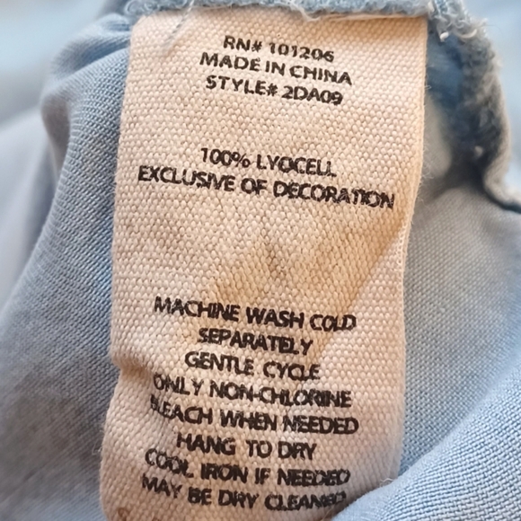 Soft Surroundings Boho Chambray Sz XL Off The Shoulder 3/4 Bell Sleeve Tunic Top - Picture 10 of 12